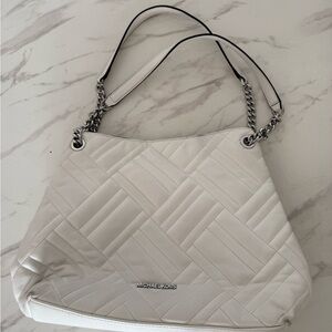Michael Kors White Peyton Quilted Shoulder Bag
